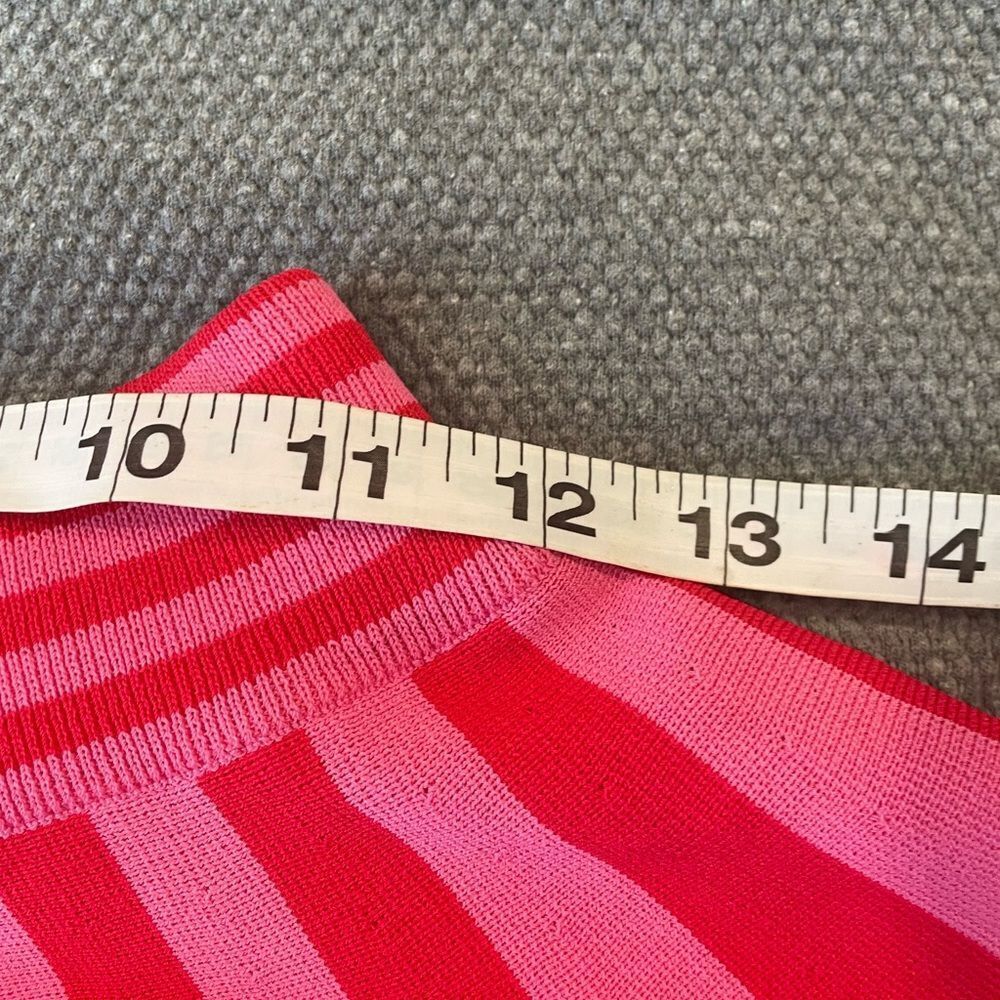 Lucky Chouette Skirt Striped Pink Red Mini Flare Knit Casual Cute - Picture 4 of 4